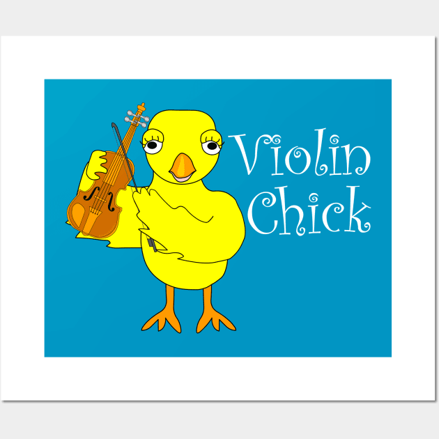 Violin Chick White Text Wall Art by Barthol Graphics